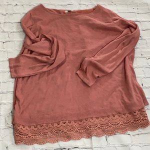 Women Rob & Ali Dusty pink long sleeves Xl top NWT